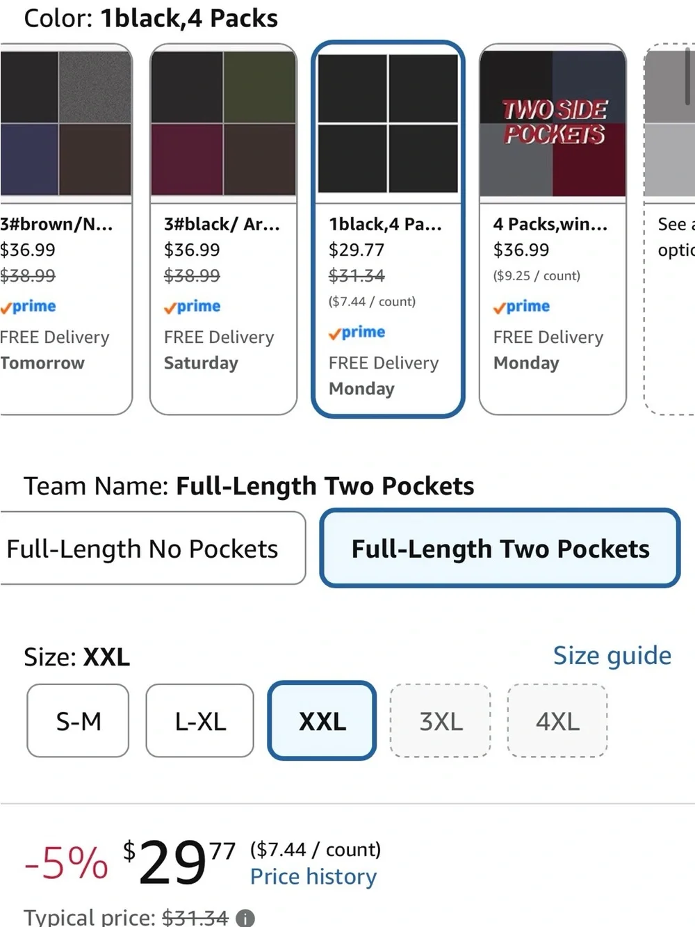 NexiEpoch 4 Pack Leggings with Pockets Size XXL